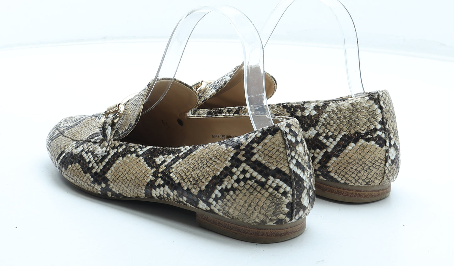 Sole Comfort Womens Brown Animal Print Polyurethane Slip On Flat UK - Snakeskin Pattern