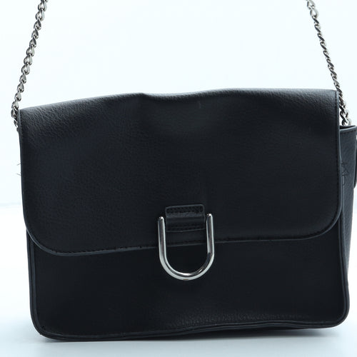 Preworn Womens Black Polyurethane Shoulder Bag Size Small