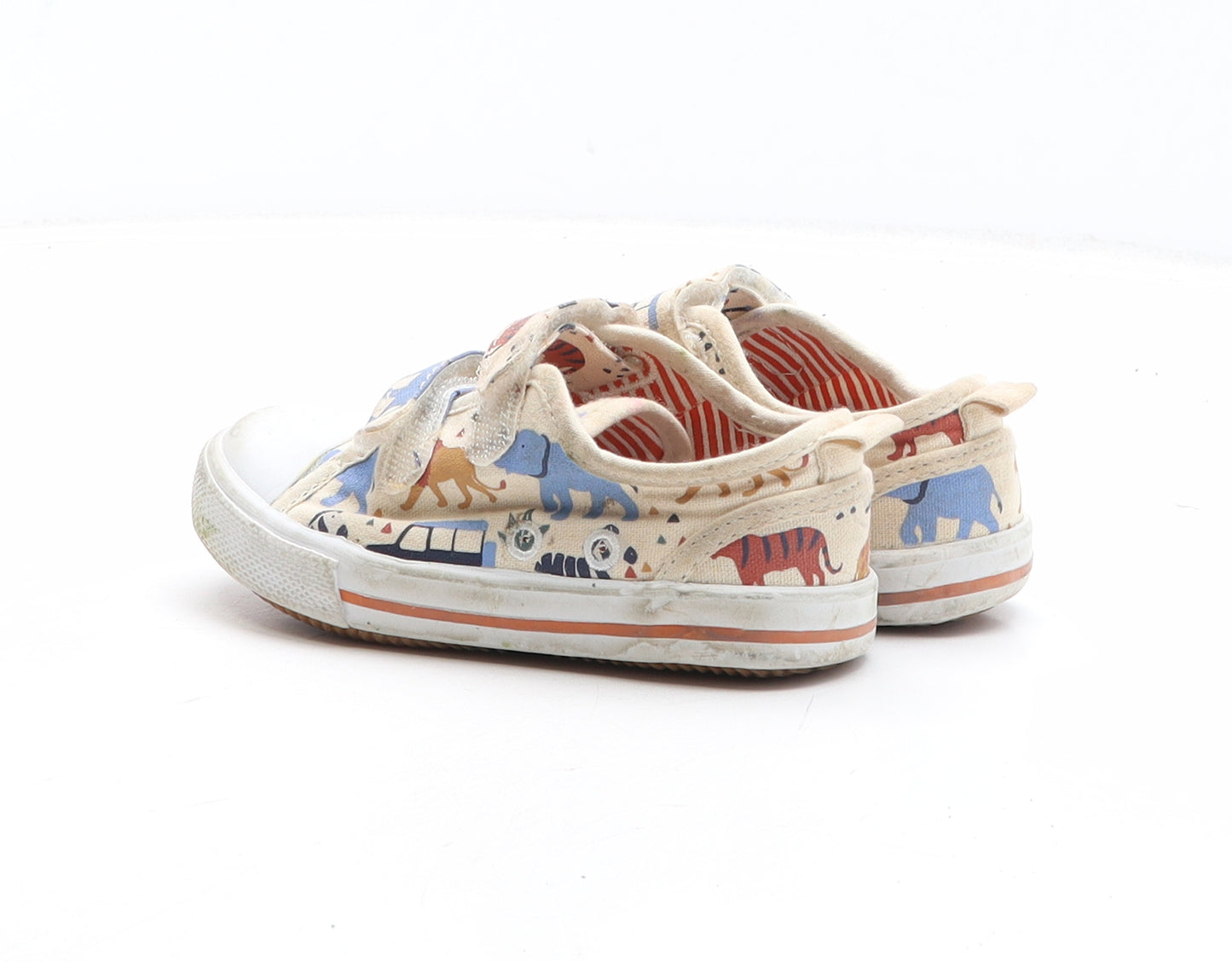 JoJo Maman Bébé Boys Beige Geometric Fabric Trainer UK 7 - Safari Animal Pattern