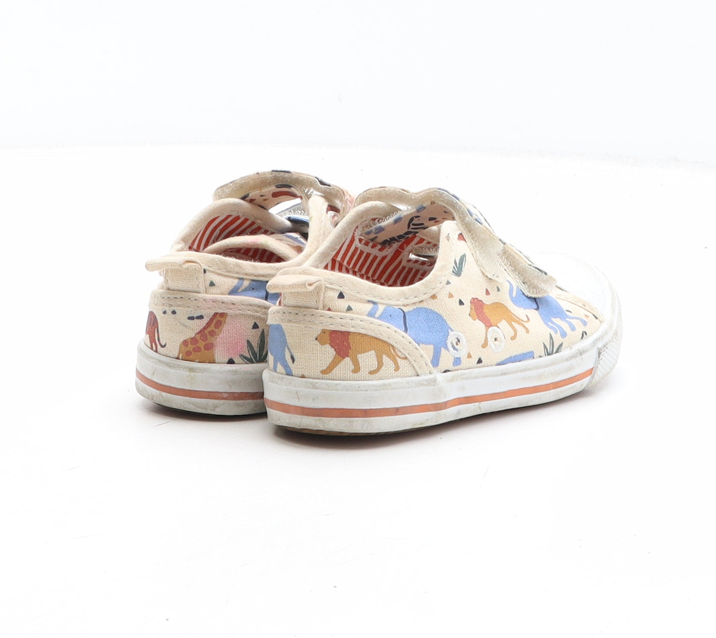 JoJo Maman Bébé Boys Beige Geometric Fabric Trainer UK 7 - Safari Animal Pattern