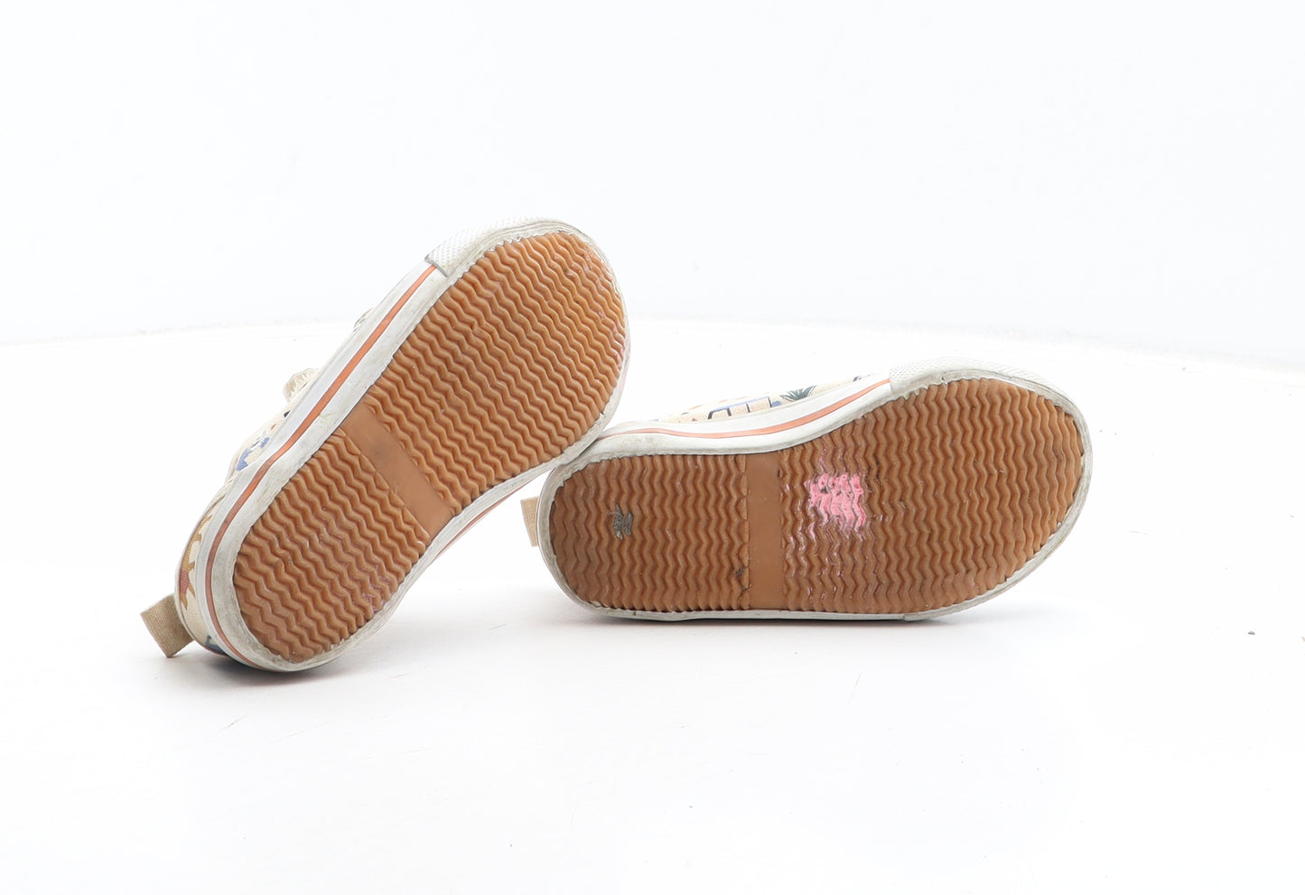 JoJo Maman Bébé Boys Beige Geometric Fabric Trainer UK 7 - Safari Animal Pattern
