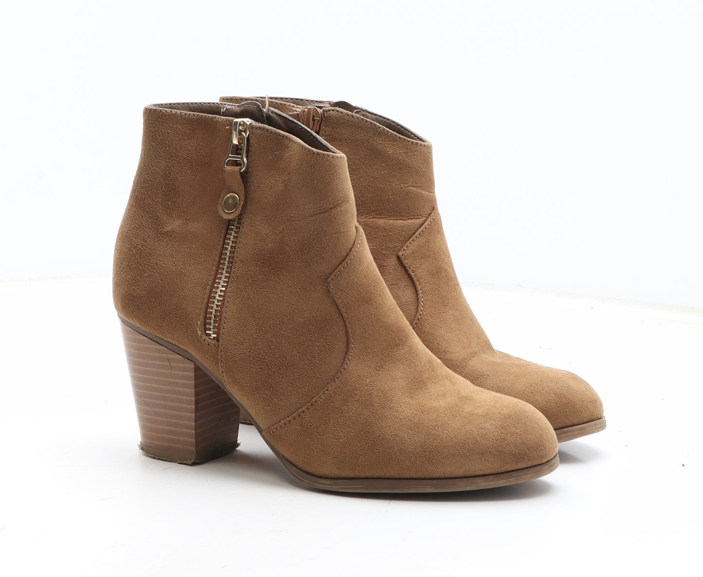 Preworn Womens Brown Synthetic Bootie Boot UK