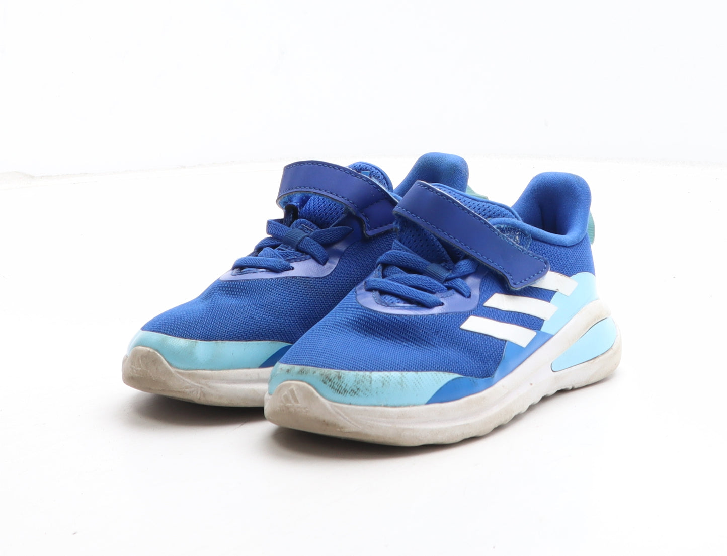 adidas Boys Blue Colourblock Fabric Trainer UK 9