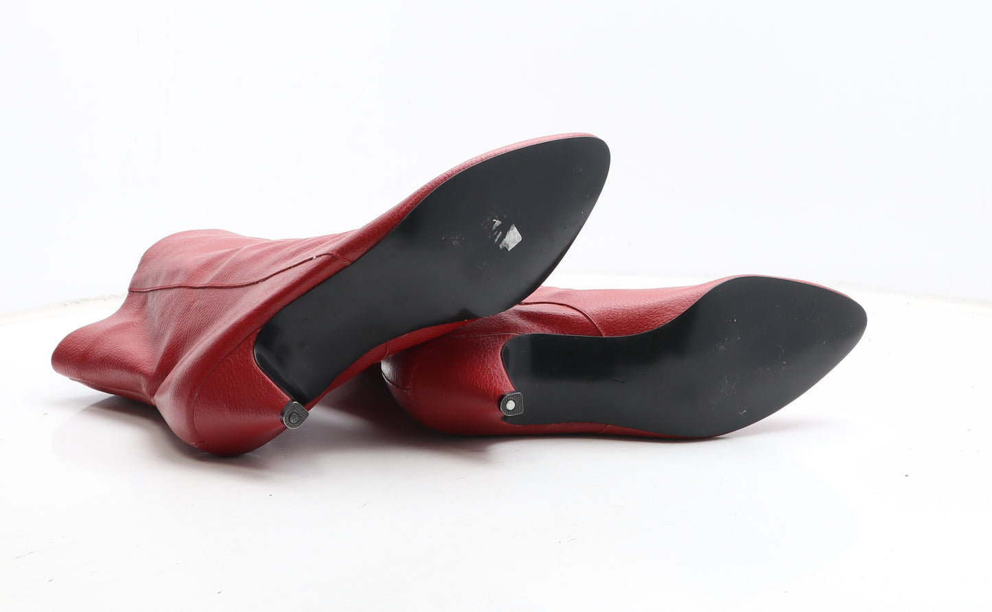 Preworn Womens Red Synthetic Bootie Boot UK