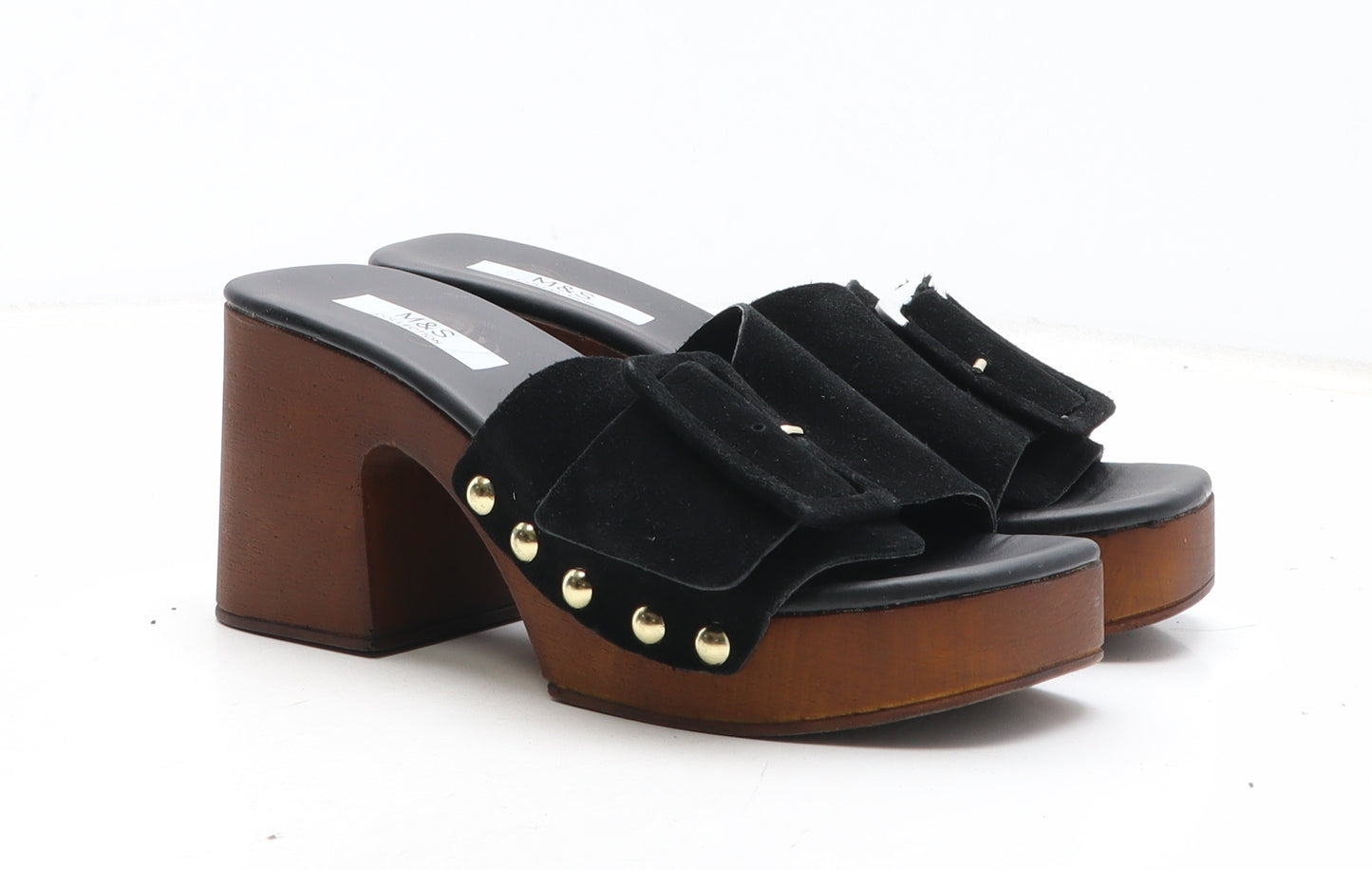 Marks and Spencer Womens Black Leather Mule Heel UK