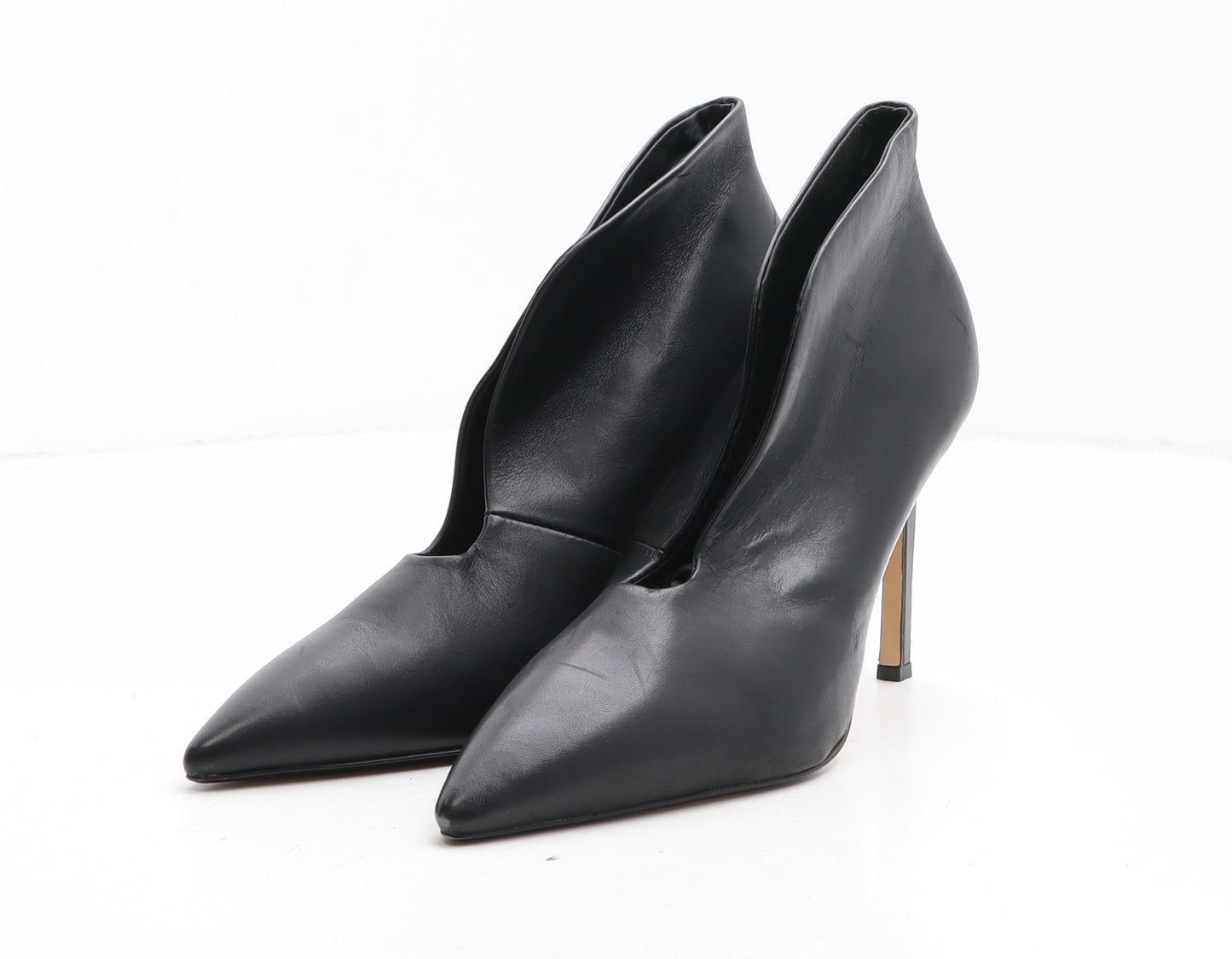 Mango Womens Black Leather Bootie Boot UK