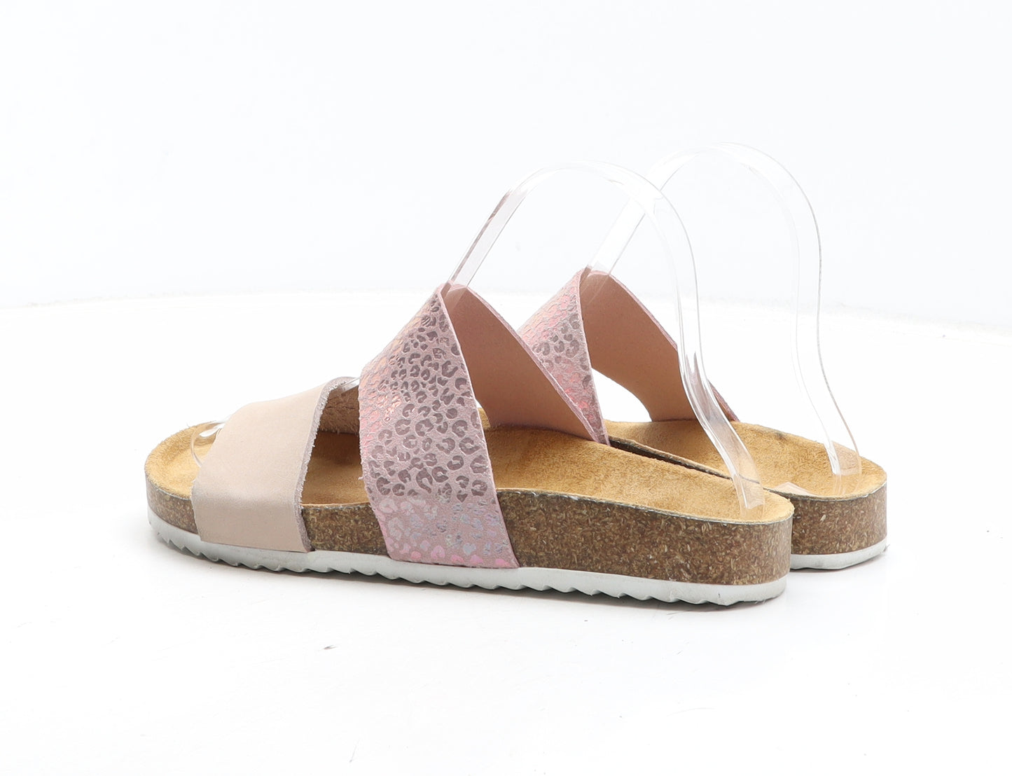 OFFICE Womens Pink Animal Print Leather Slip On Sandal UK - Leopard Pattern