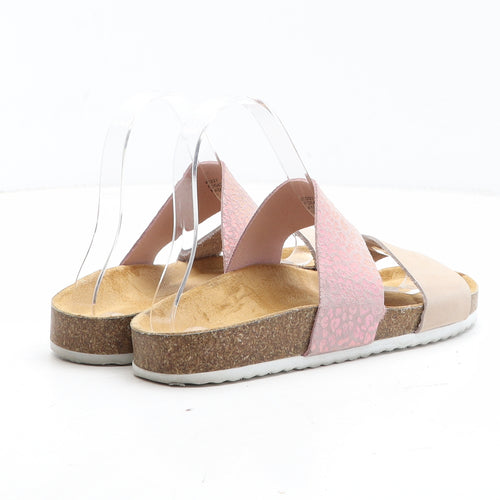 OFFICE Womens Pink Animal Print Leather Slip On Sandal UK - Leopard Pattern