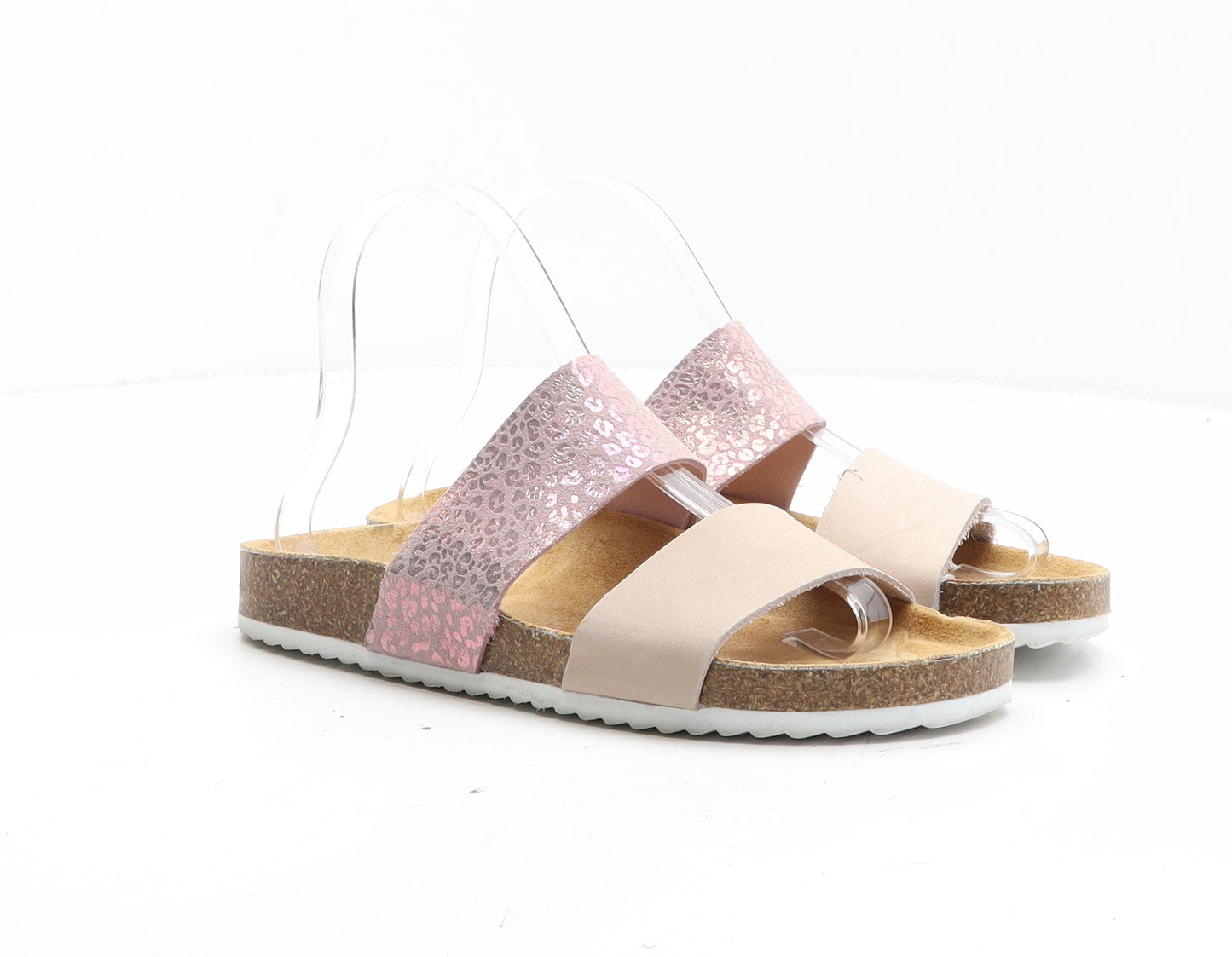 OFFICE Womens Pink Animal Print Leather Slip On Sandal UK - Leopard Pattern