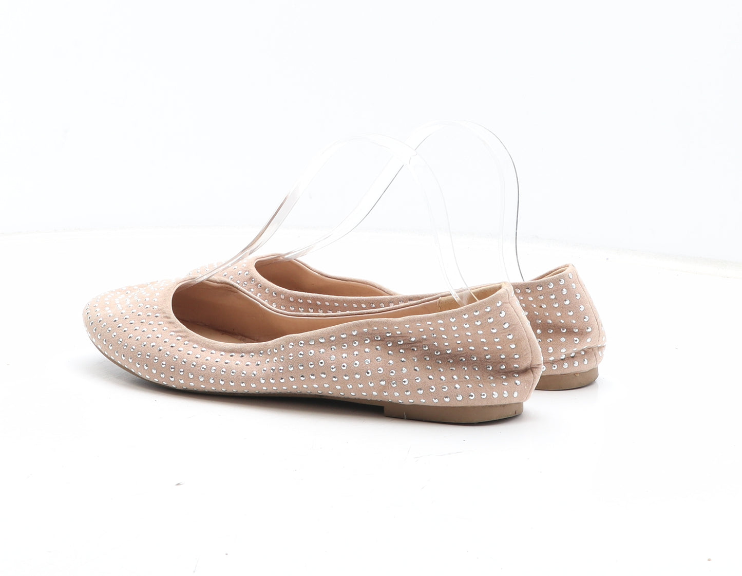 New Look Womens Pink Polka Dot Fabric Flat UK