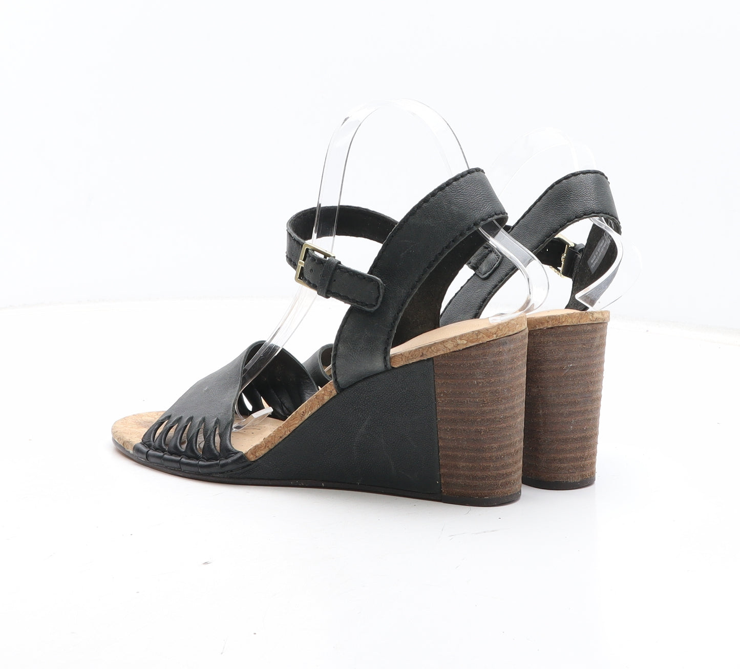 Clarks Womens Black Leather Strappy Heel UK