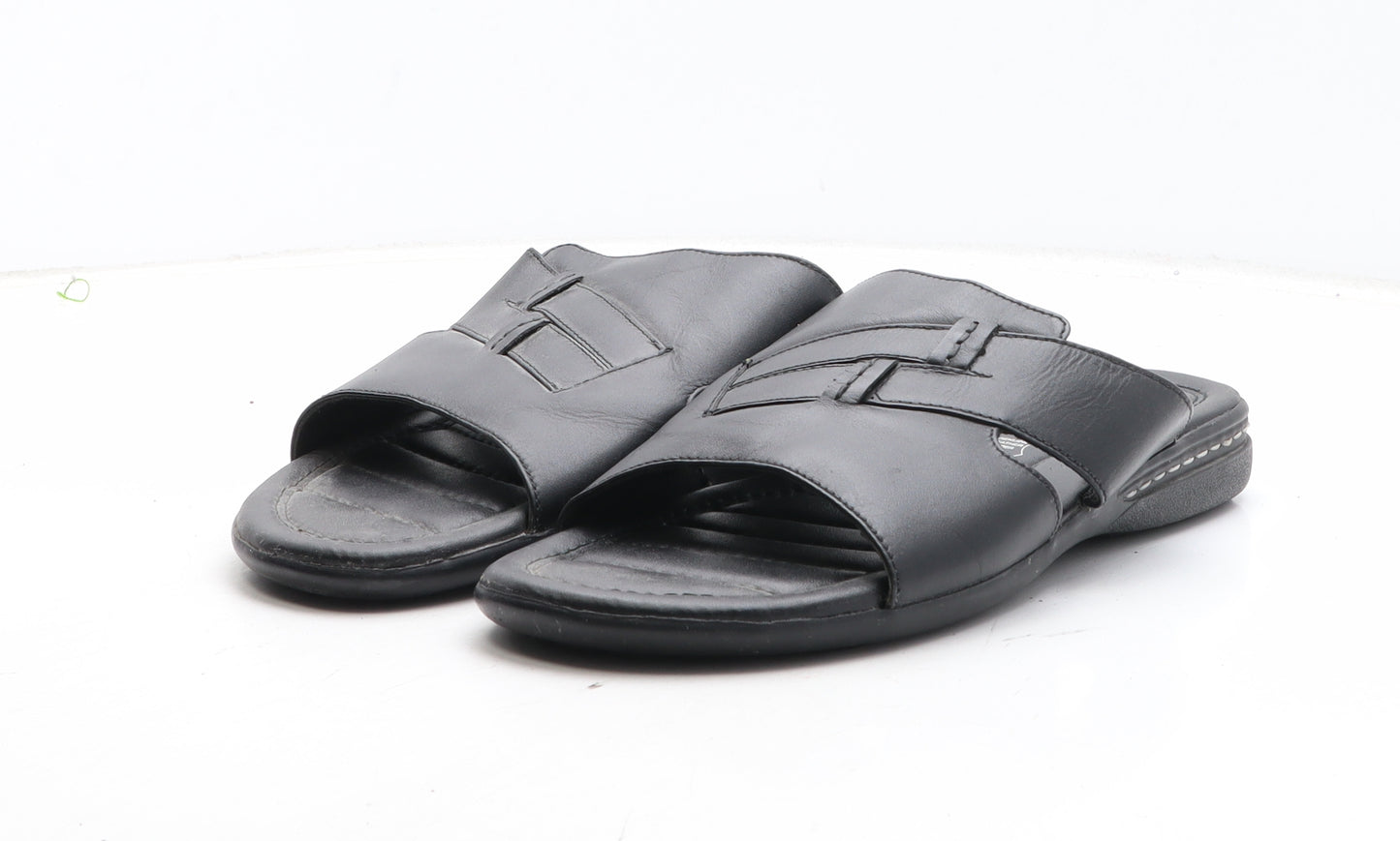 Bata Mens Black Leather Slip On Sandal UK 9