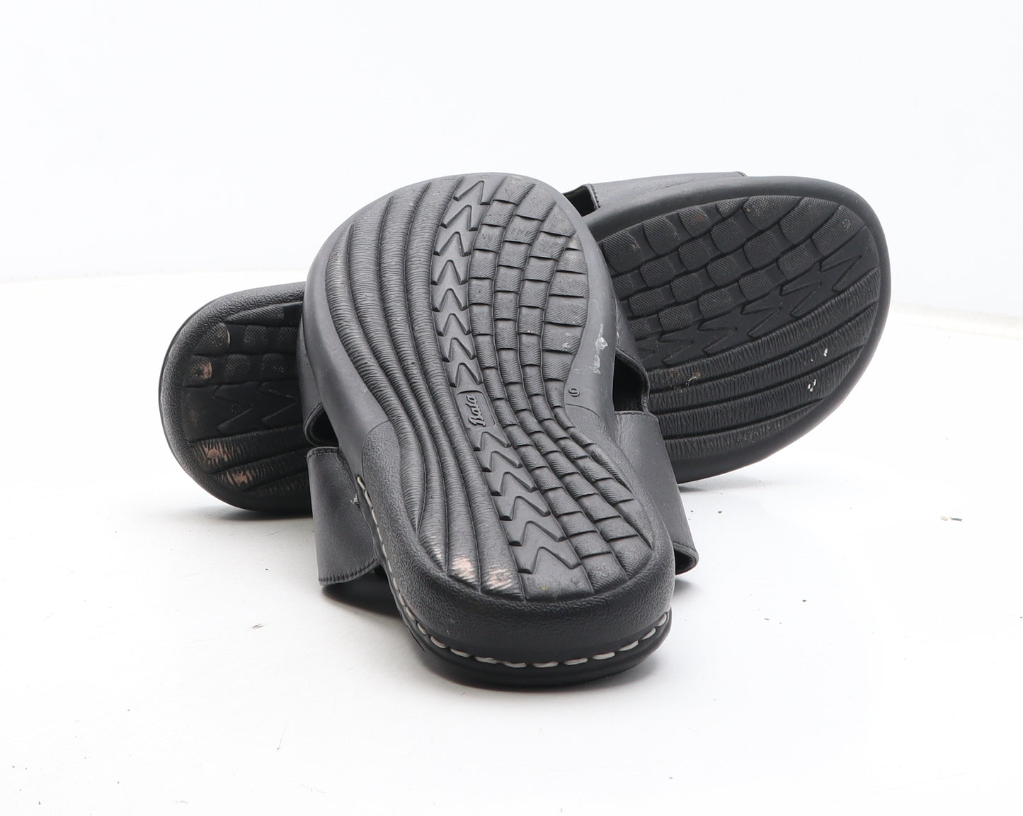 Bata Mens Black Leather Slip On Sandal UK 9