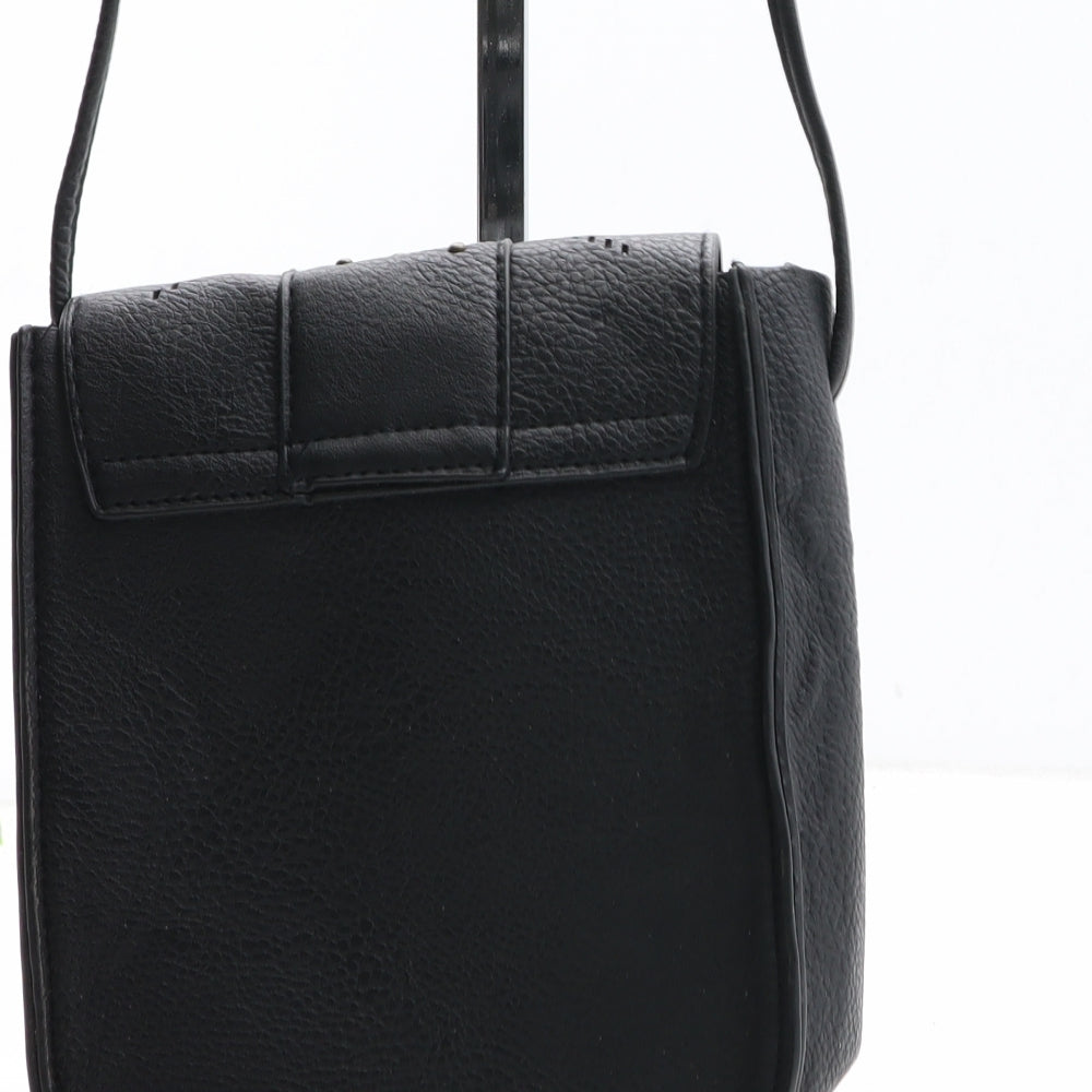 Preworn Womens Black Polyurethane Crossbody Size Small