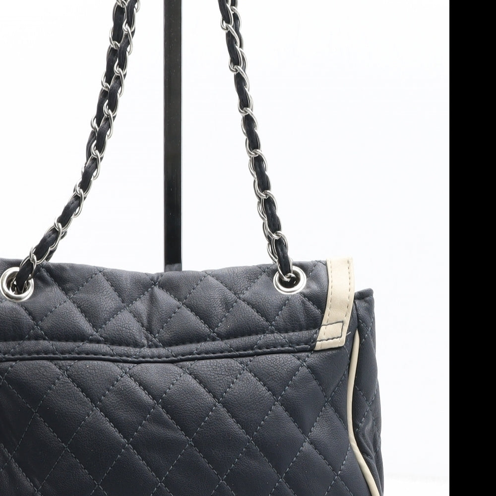 Preworn Womens Blue Colorblock Polyurethane Shoulder Bag Size Medium