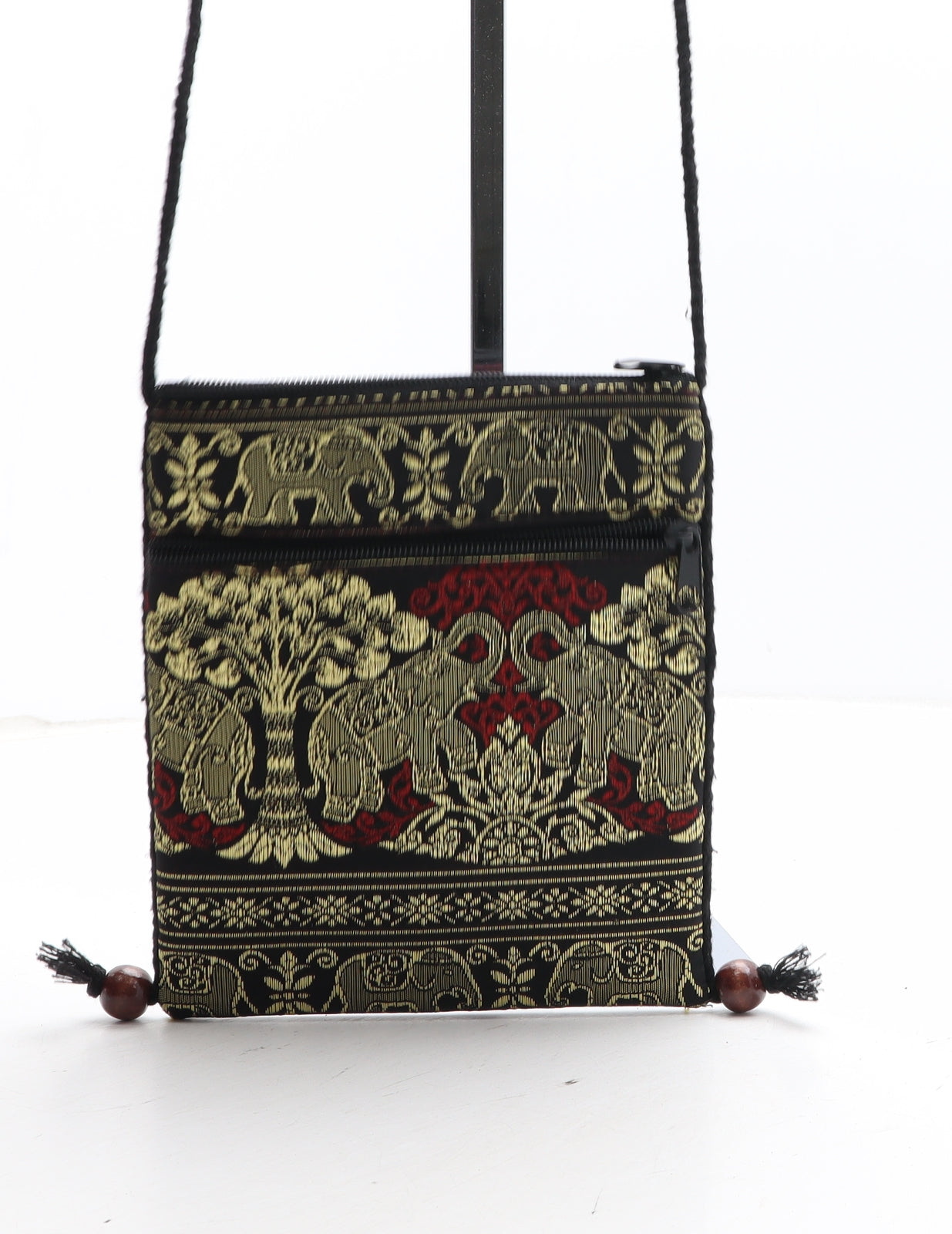 Preworn Womens Black Geometric Polyester Crossbody Size Mini - Elephant Pattern