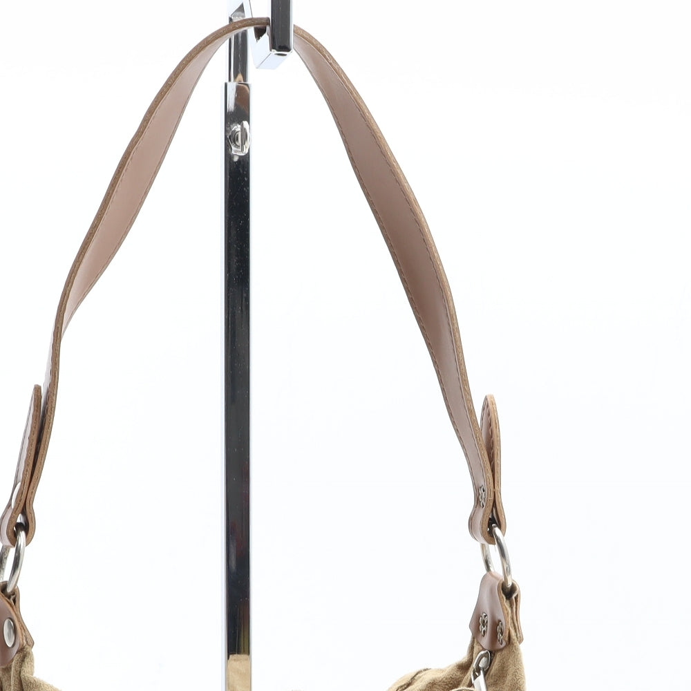 Preworn Womens Beige Polyurethane Shoulder Bag Size Small