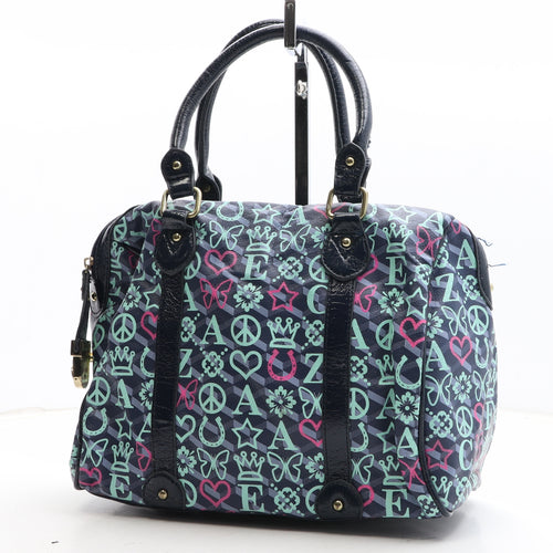 Accessorize Womens Blue Geometric Polyurethane Top Handle Bag Size Medium