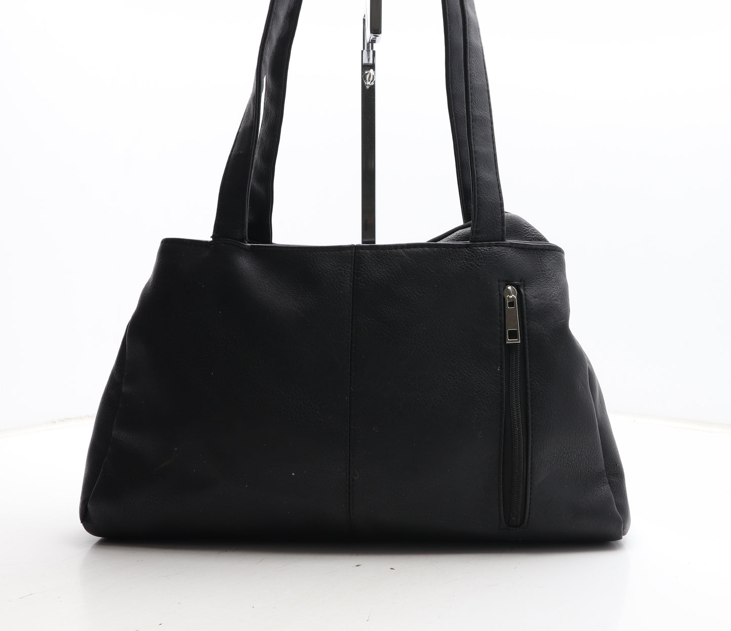 Preworn Womens Black Polyurethane Top Handle Bag Size Medium