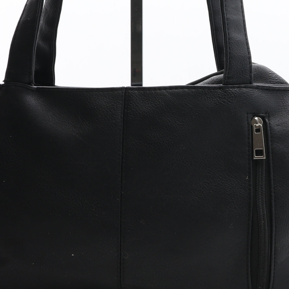 Preworn Womens Black Polyurethane Top Handle Bag Size Medium