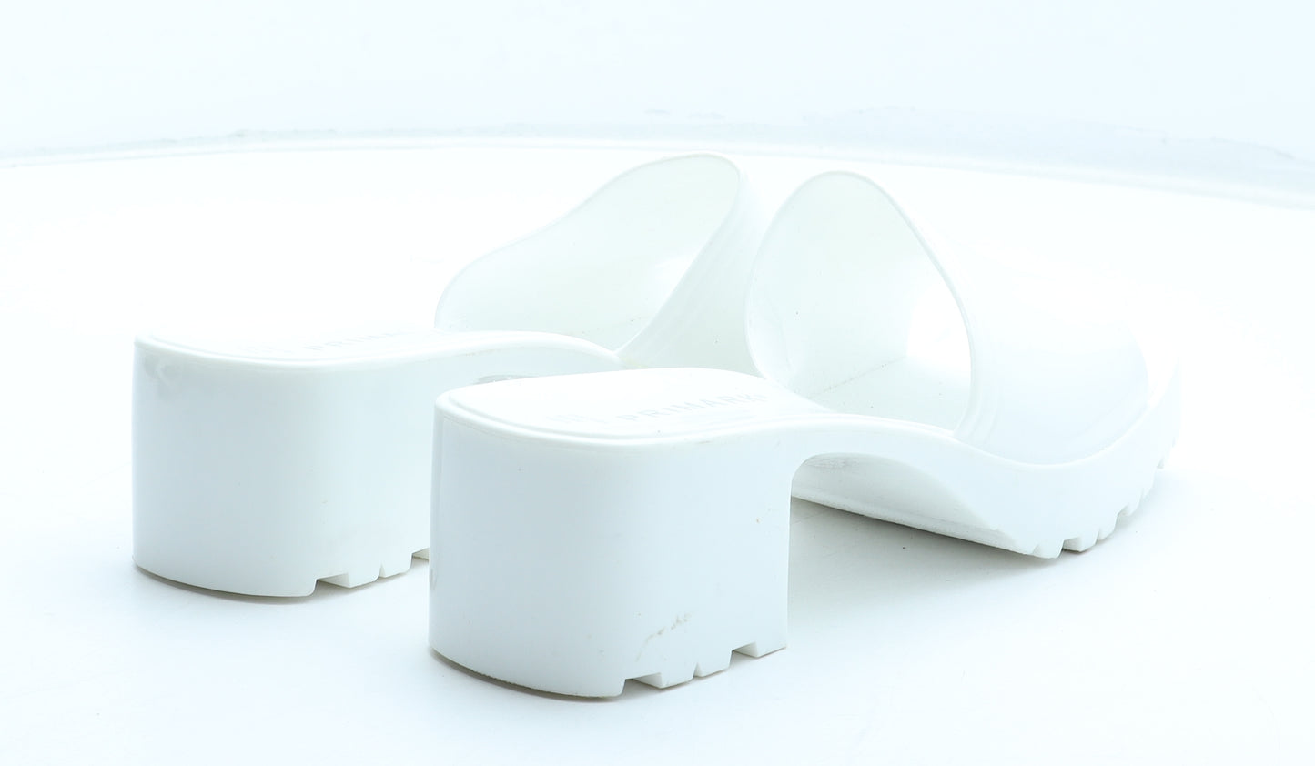 Primark Womens White Rubber Mule Heel UK