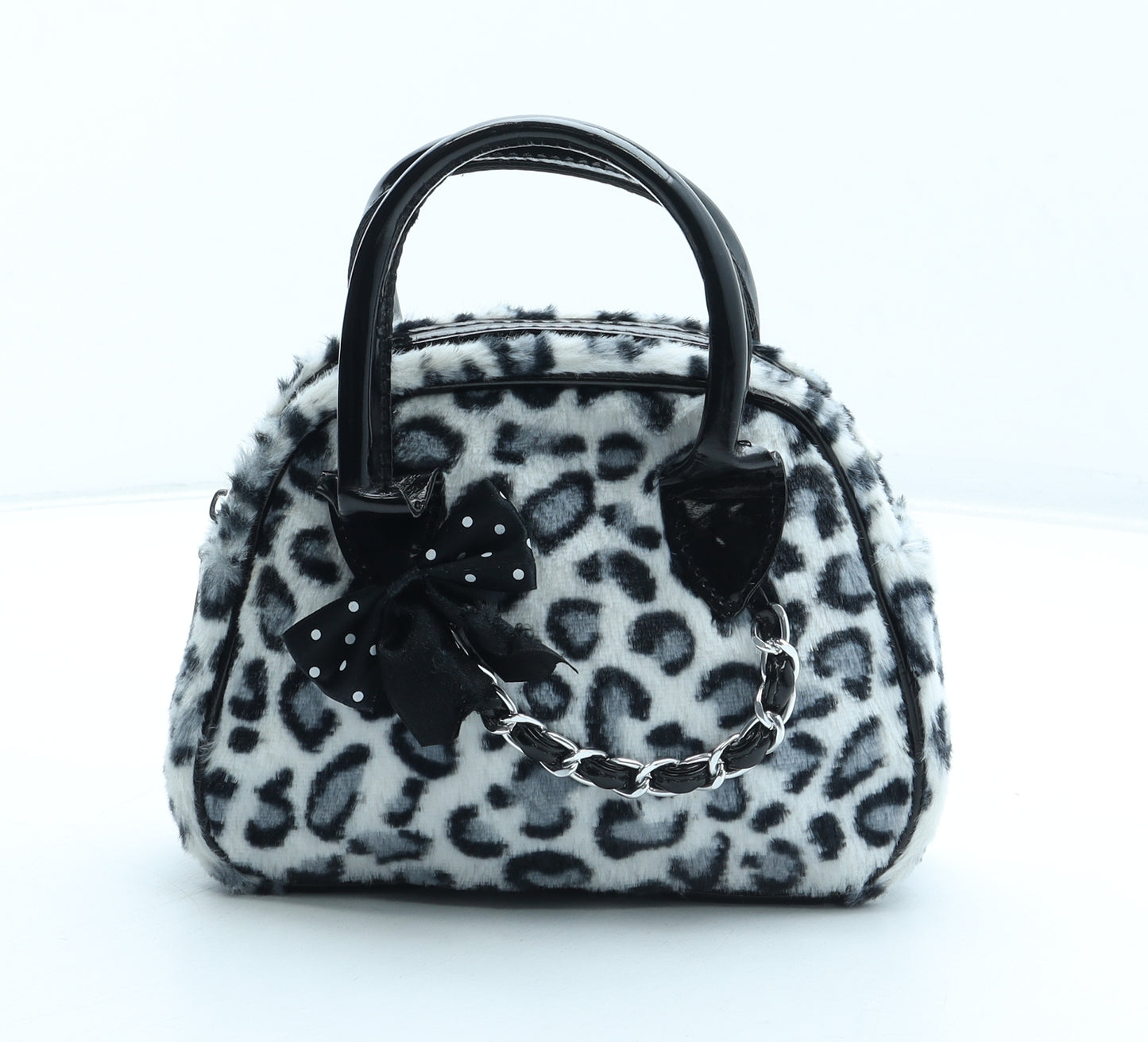 Avon Womens Black Animal Print Polyester Top Handle Bag Size Small - Leopard Pattern