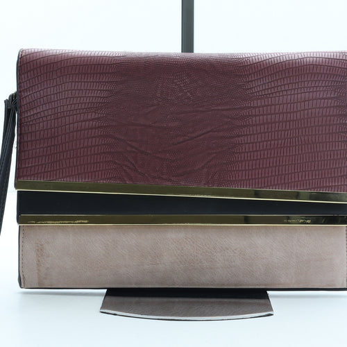 Atmosphere Womens Multicoloured Colorblock Polyurethane Clutch Size Medium - Croc Texture