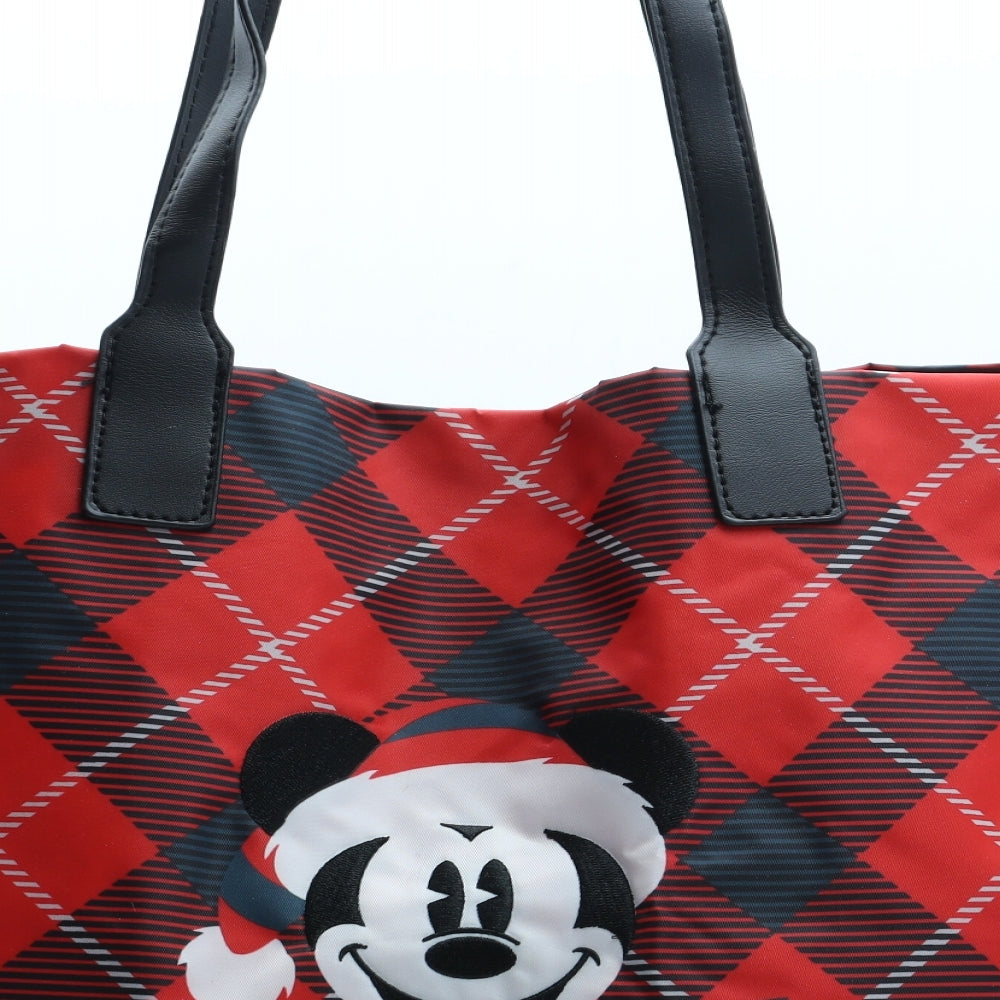 Disney Womens Red Plaid Polyester Top Handle Bag Size Large - Mickey Mouse