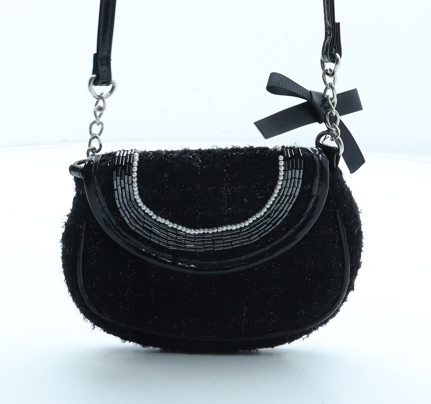 Preworn Womens Black Polyester Shoulder Bag Size Small