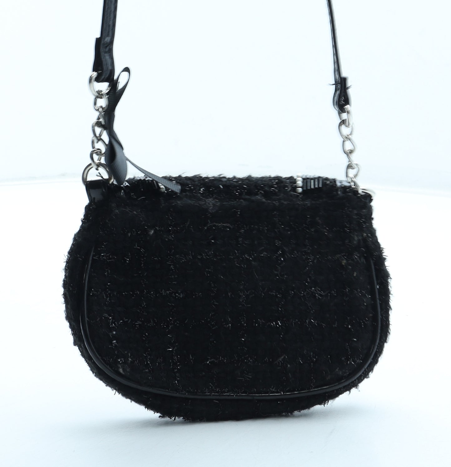 Preworn Womens Black Polyester Shoulder Bag Size Small
