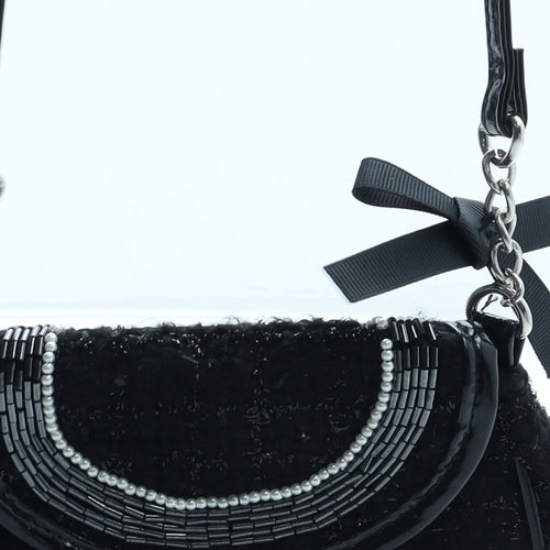 Preworn Womens Black Polyester Shoulder Bag Size Small
