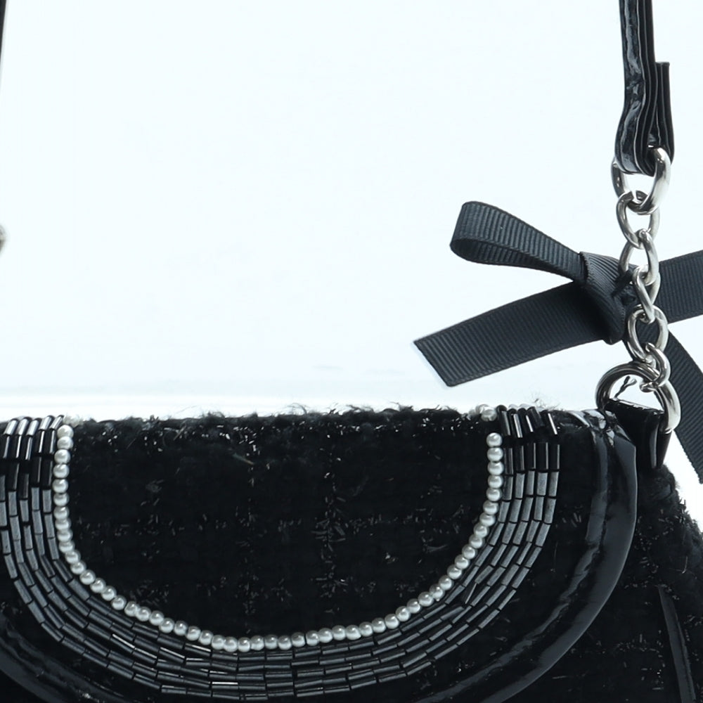 Preworn Womens Black Polyester Shoulder Bag Size Small