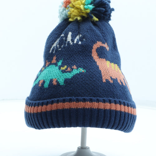 Marks and Spencer Boys Multicoloured Geometric Acrylic Bobble Hat Size S - Dinosaur Size 18-36 Months