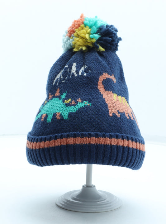 Marks and Spencer Boys Multicoloured Geometric Acrylic Bobble Hat Size S - Dinosaur Size 18-36 Months