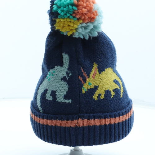 Marks and Spencer Boys Multicoloured Geometric Acrylic Bobble Hat Size S - Dinosaur Size 18-36 Months