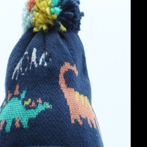 Marks and Spencer Boys Multicoloured Geometric Acrylic Bobble Hat Size S - Dinosaur Size 18-36 Months