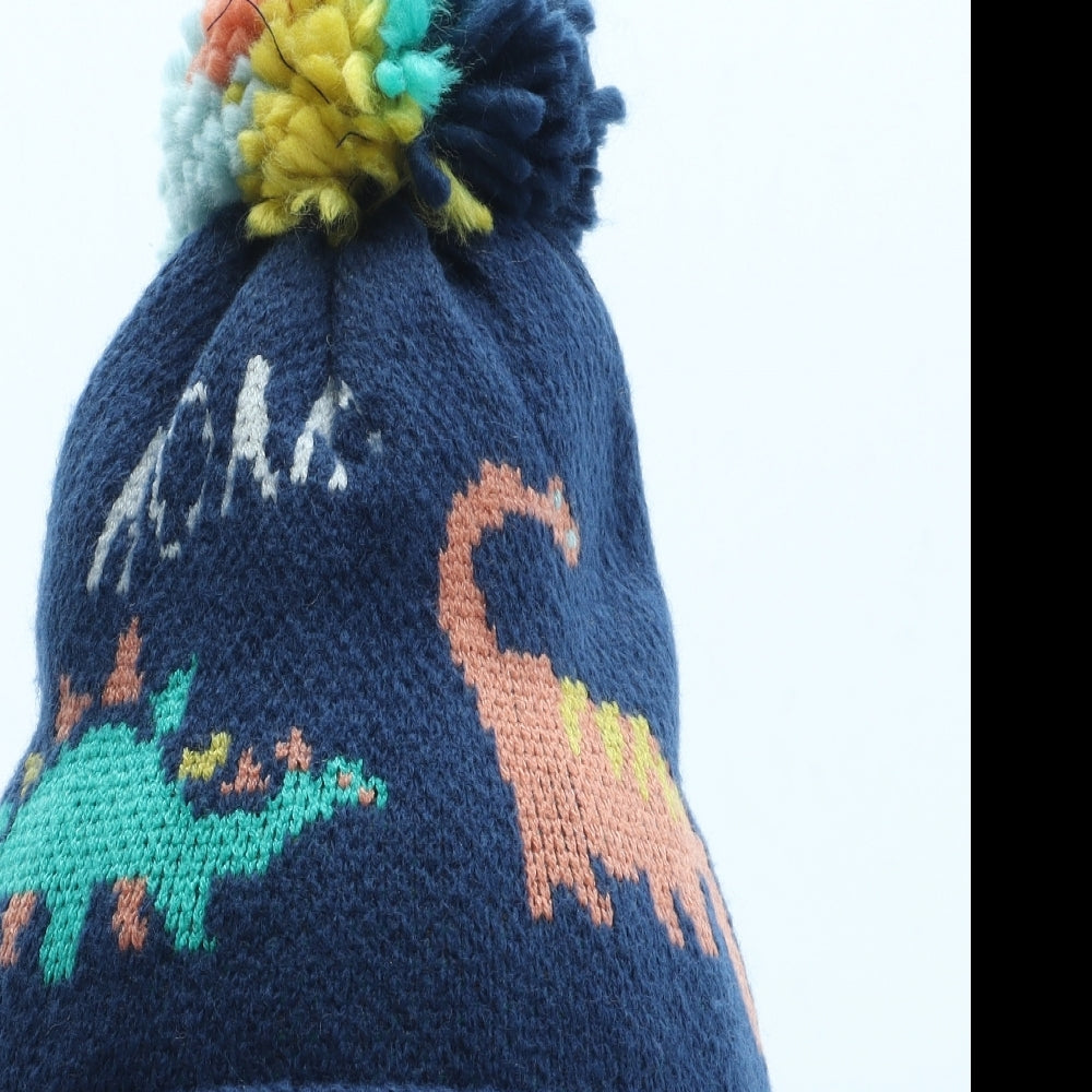 Marks and Spencer Boys Multicoloured Geometric Acrylic Bobble Hat Size S - Dinosaur Size 18-36 Months