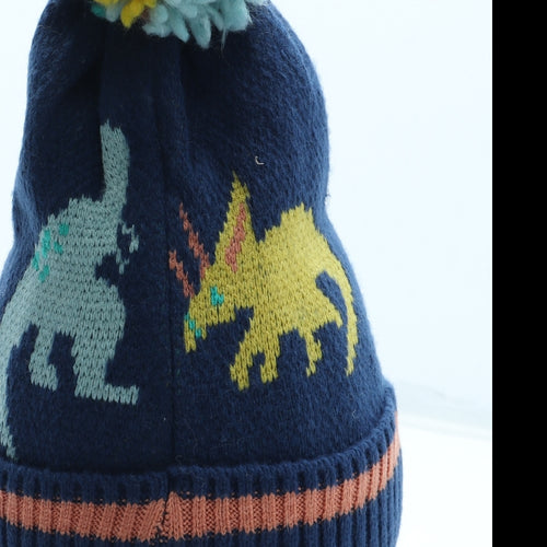 Marks and Spencer Boys Multicoloured Geometric Acrylic Bobble Hat Size S - Dinosaur Size 18-36 Months