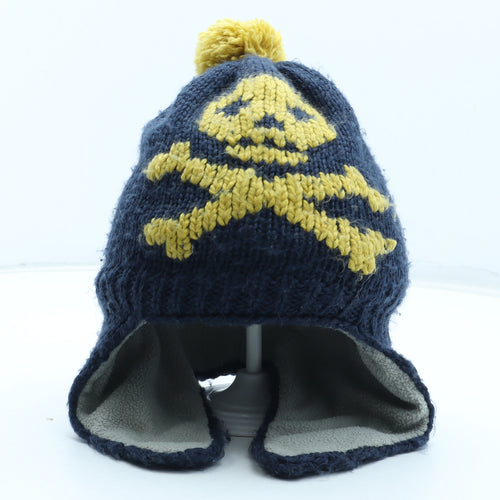 Mini Boden Boys Blue Acrylic Bobble Hat Size S - Skull Crossbones Size 1-14 Years
