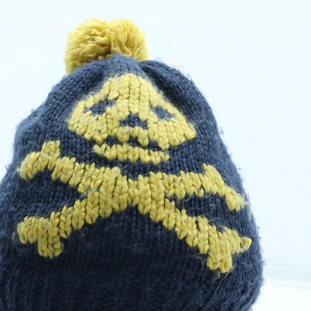 Mini Boden Boys Blue Acrylic Bobble Hat Size S - Skull Crossbones Size 1-14 Years