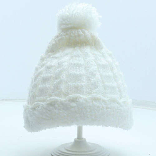 Preworn Girls White Acrylic Bobble Hat One Size