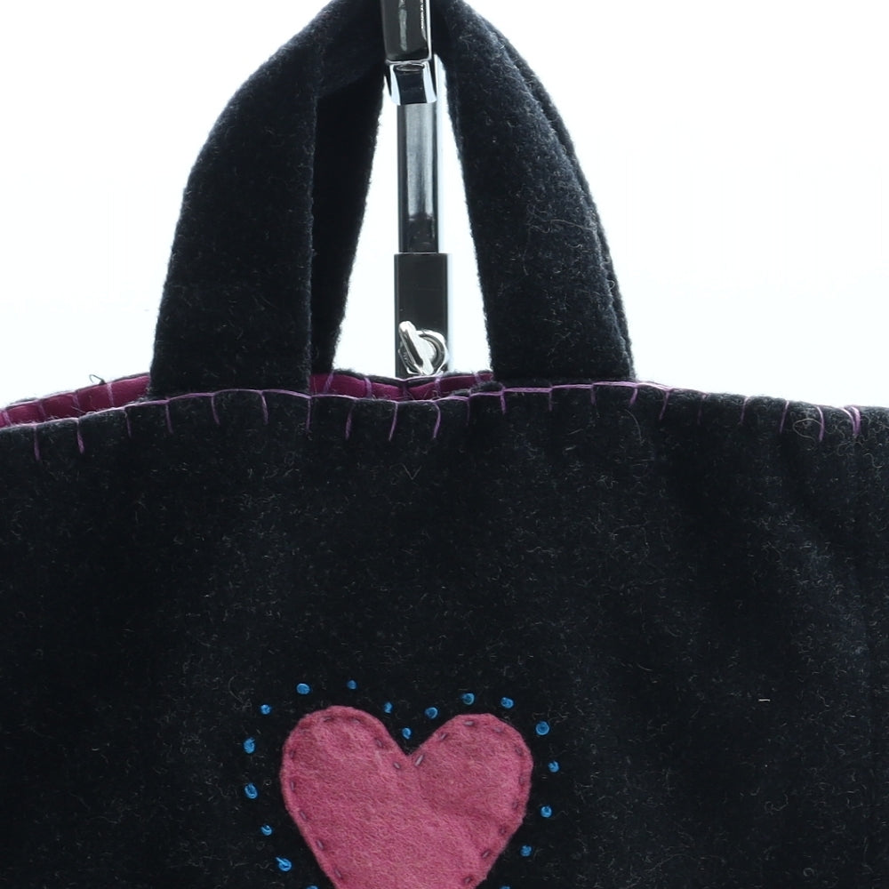 Preworn Womens Grey Polyester Top Handle Bag Size Small - Heart Detail