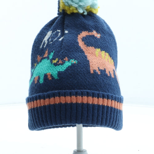 Marks and Spencer Boys Multicoloured Geometric Acrylic Bobble Hat Size S - Dinosaur Size 12-18 months