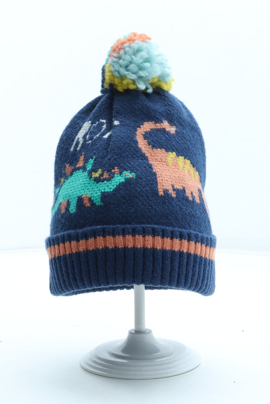 Marks and Spencer Boys Multicoloured Geometric Acrylic Bobble Hat Size S - Dinosaur Size 12-18 months