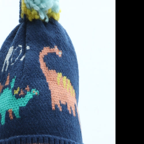 Marks and Spencer Boys Multicoloured Geometric Acrylic Bobble Hat Size S - Dinosaur Size 12-18 months