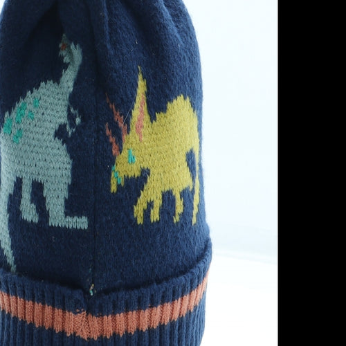 Marks and Spencer Boys Multicoloured Geometric Acrylic Bobble Hat Size S - Dinosaur Size 12-18 months