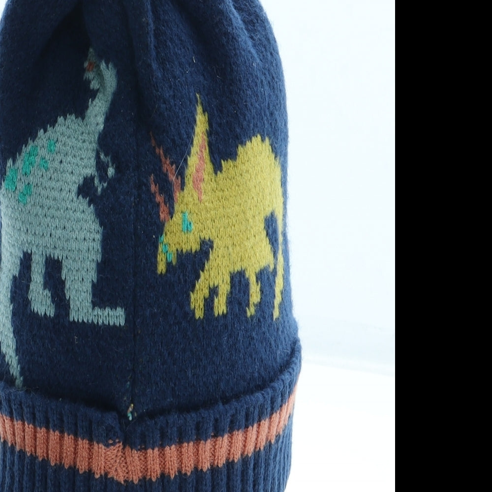 Marks and Spencer Boys Multicoloured Geometric Acrylic Bobble Hat Size S - Dinosaur Size 12-18 months
