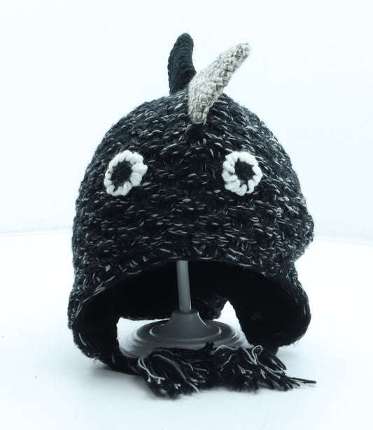 NEXT Boys Black Acrylic Beanie Size S - Dinosaur Size 5-6 Years