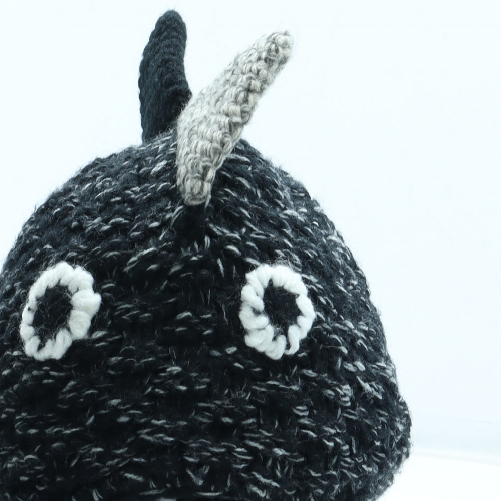 NEXT Boys Black Acrylic Beanie Size S - Dinosaur Size 5-6 Years