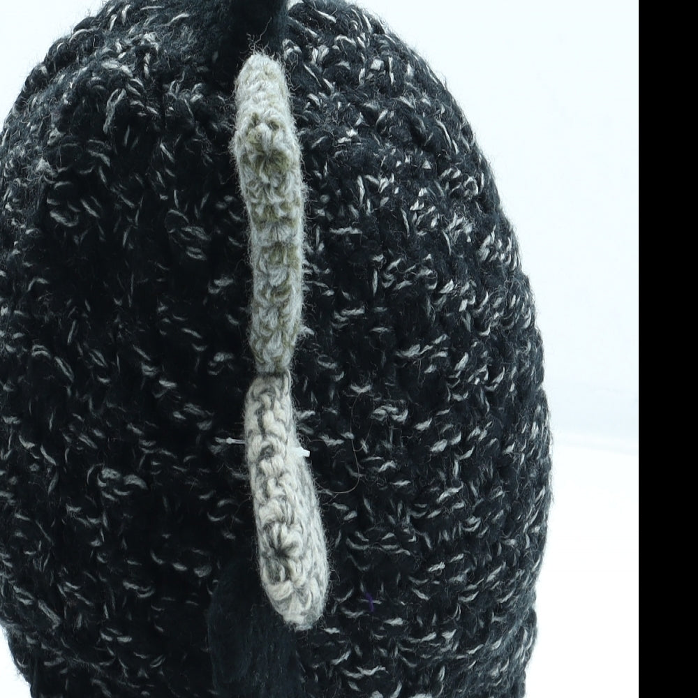 NEXT Boys Black Acrylic Beanie Size S - Dinosaur Size 5-6 Years